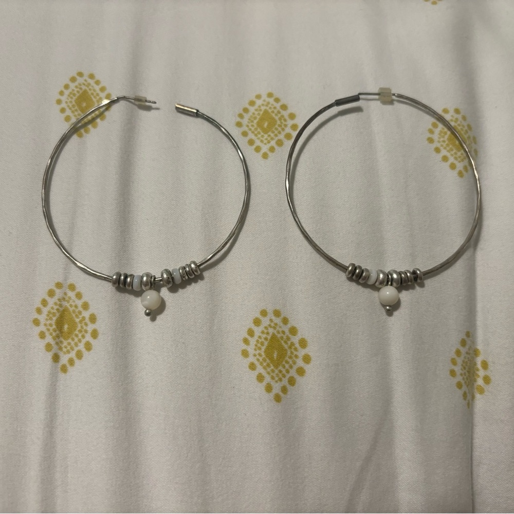 Silver tone lucky brand hoops